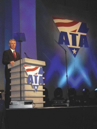 TOPSY TURVY: ATA president and former Kansas governor Bill Graves spoke to members about the "mixed bag of successes and failures" the trucking industry experienced in 2006.