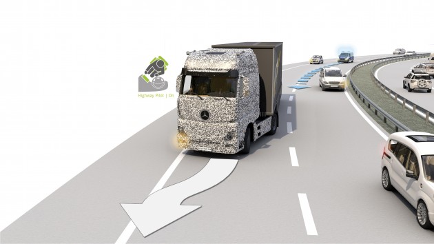 An automated truck detects an approaching emergency vehicle and automatically moves to the shoulder.