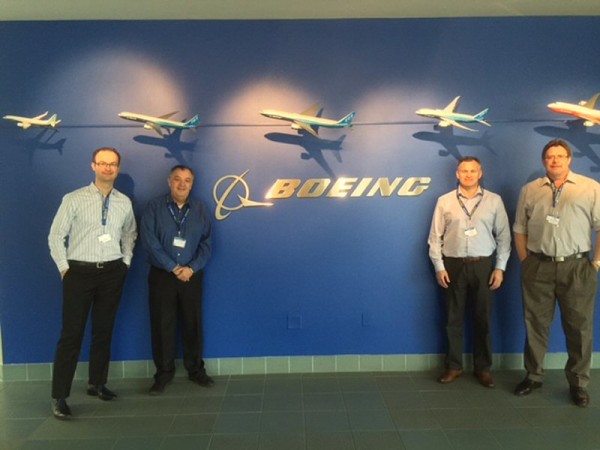 A team from Trailcon Leasing travelled to Boeing Aerospace for a hands-on look at its operations. Left to right are: Giovani Cani, Don Andrews, Bryan Burningham and Paul Lahie.