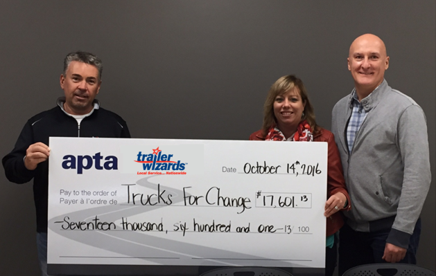 (L-R): Daran Ultican, vice-president, Atlantic Region, Trailer Wizards; Nancy Callendar, trailer rental, sales and leasing account manager, Trailer Wizards; and Jean-Marc Picard, executive director, Atlantic Provinces Trucking Association.