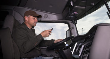 truck driver with cell phone