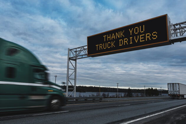 Covid-19 trucking sign