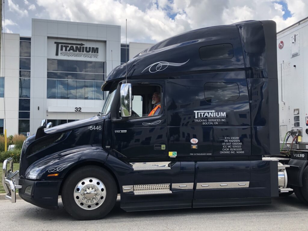 Titanium truck in front of HQ