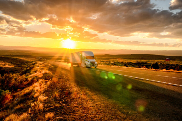 truck sunset