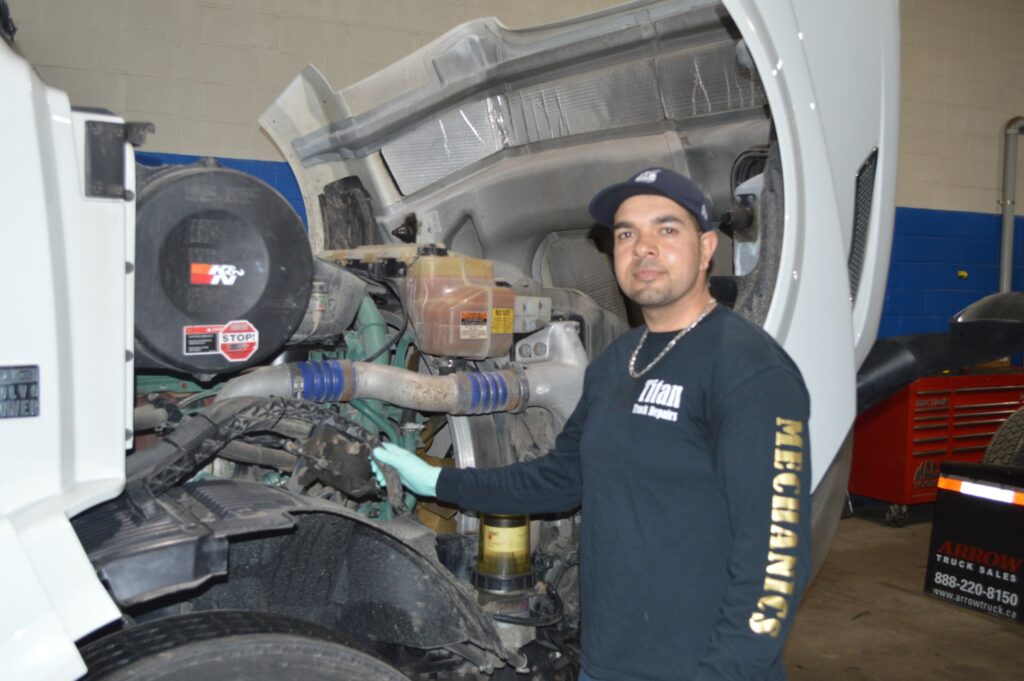 Isher Sidhu, CEO of Titan Truck Repairs at his Mississauga, Ont. workshop. (Photo: Leo Barros)