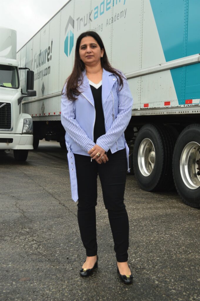 Meenakshi Walia, CEO of Trukademy, a professional truck driving school based in Mississauga, Ont. (Photo: Leo Barros)