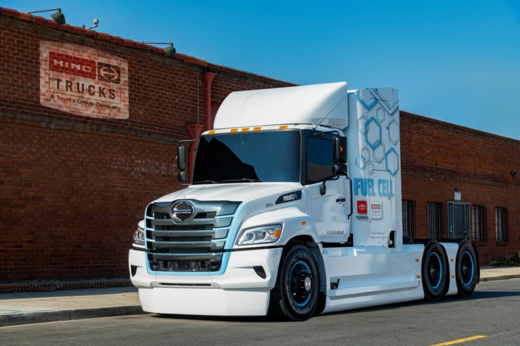 Showing Hino's fuel cell prototype