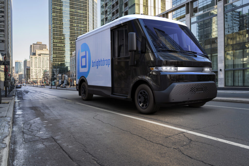 Showing the BrightDrop electric cargo van