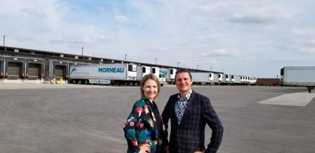 Catherine Morneau, vice-president – operations, and David Morneau, vice-president – strategic development, in front of Morneau Group’s 84-door Toronto terminal.