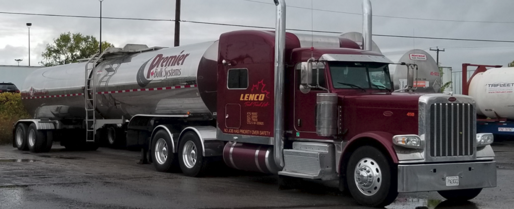 Lenco truck with Premier tanker trailer