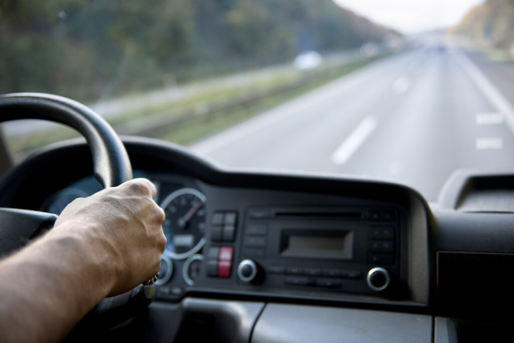 Driver holding steering wheel