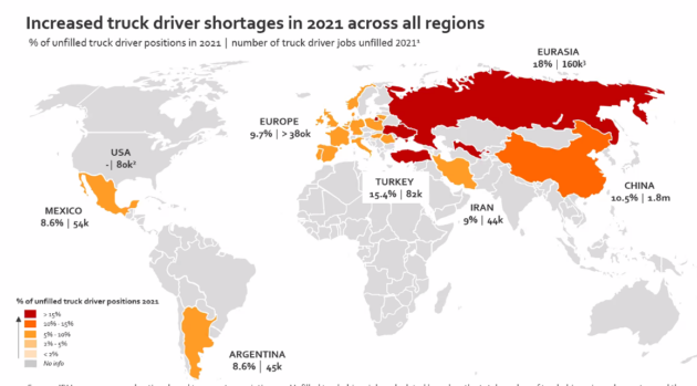 2021 truck driver shortage map
