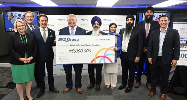 Picture of BVD Group donating $10 million to the William Osler Health System Foundation