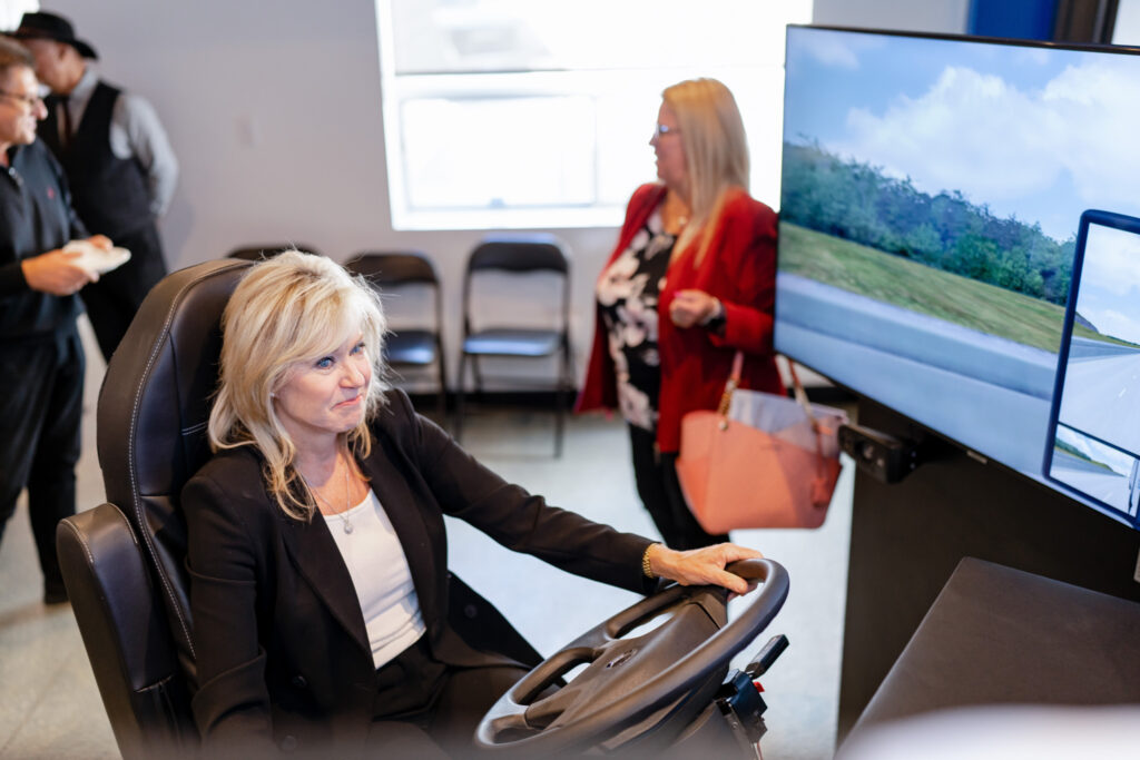 Mississauga mayor drives simulator at CHET