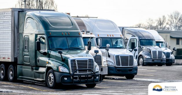 Picture of trucks parked in a yard