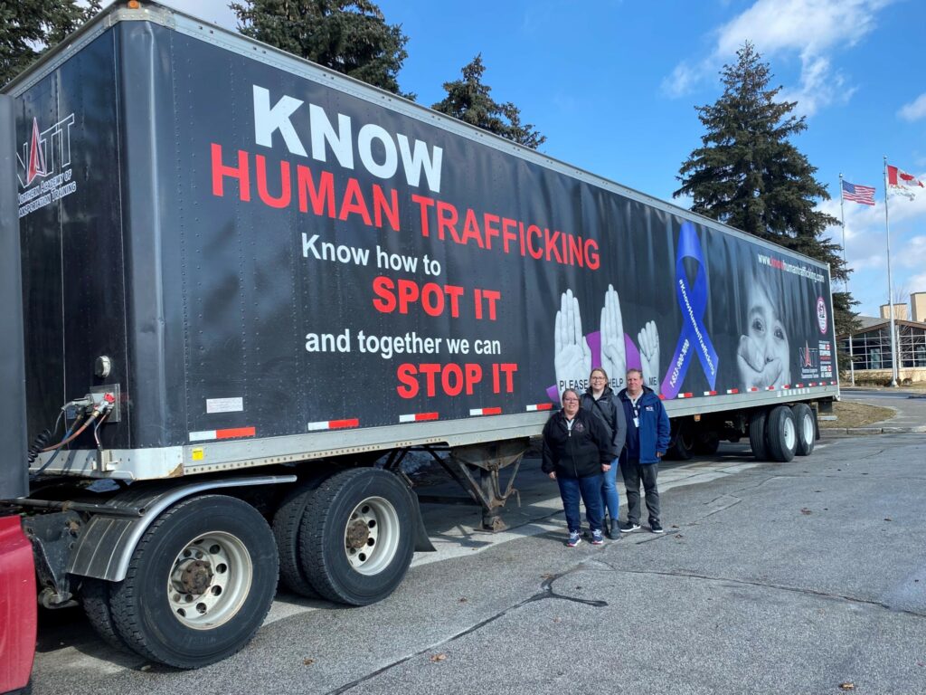 Picture of a trailer wrapped in anti-human trafficking messaging