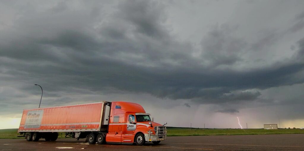 Picture of a truck in a storm