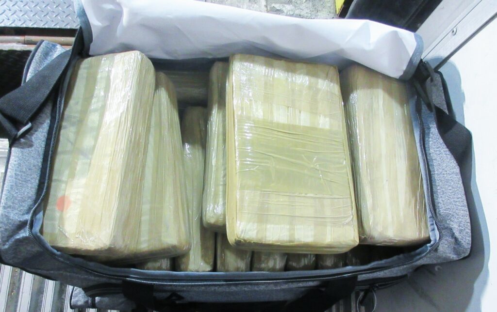 Picture of suspected cocaine seized from truck
