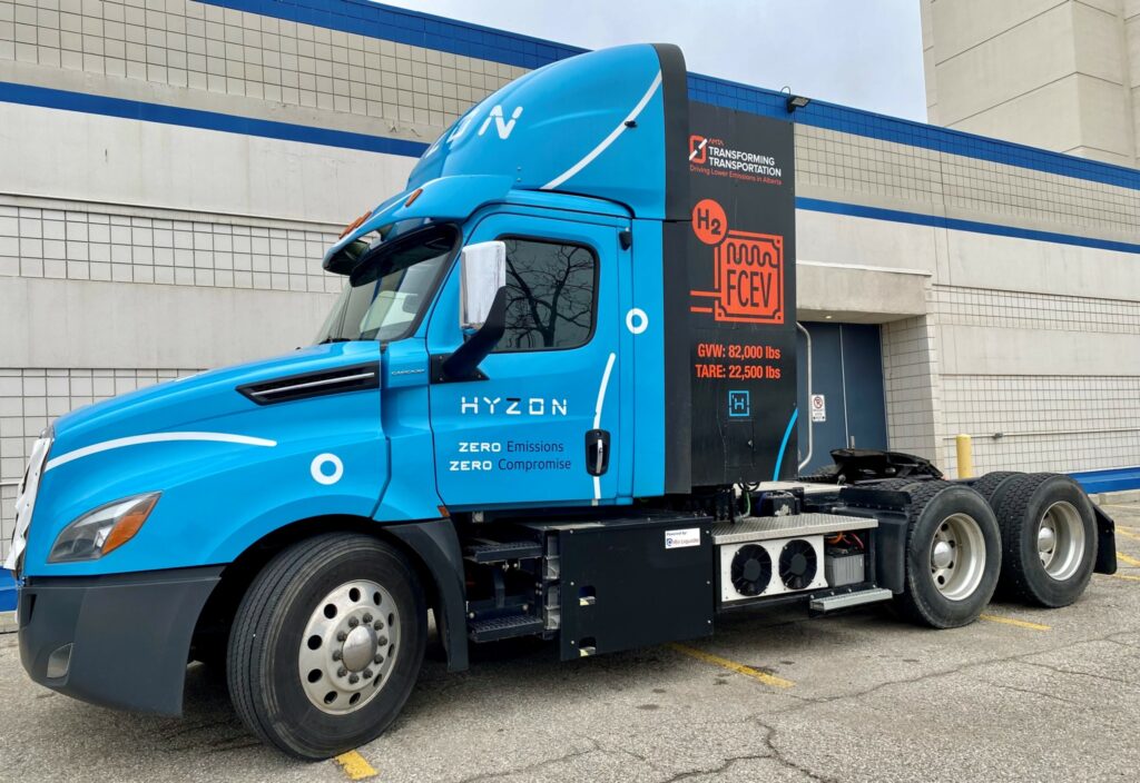 Picture of a Hyzon hydrogen fuel cell electric truck