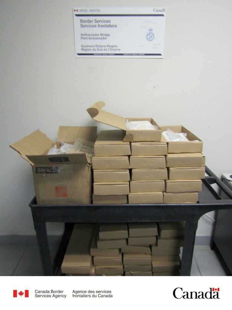 Picture of suspected cocaine seized from commercial truck.