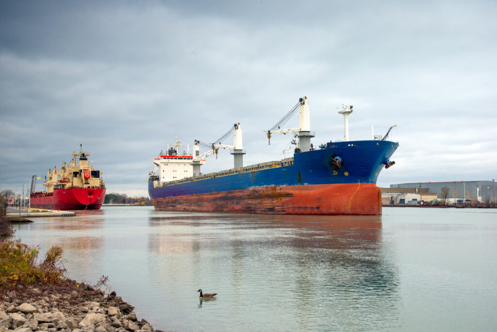 Photo of bulk carriers in Welland Canal, St. Lawrence Seaway