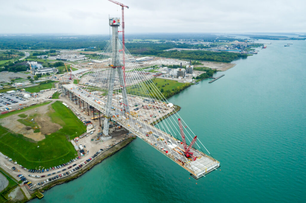 Picture of the Gordie Howe International Bridge under construction