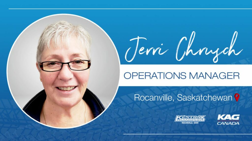 The image is a portrait of Jerri Chrusch, a new operations manager at KAG Canada