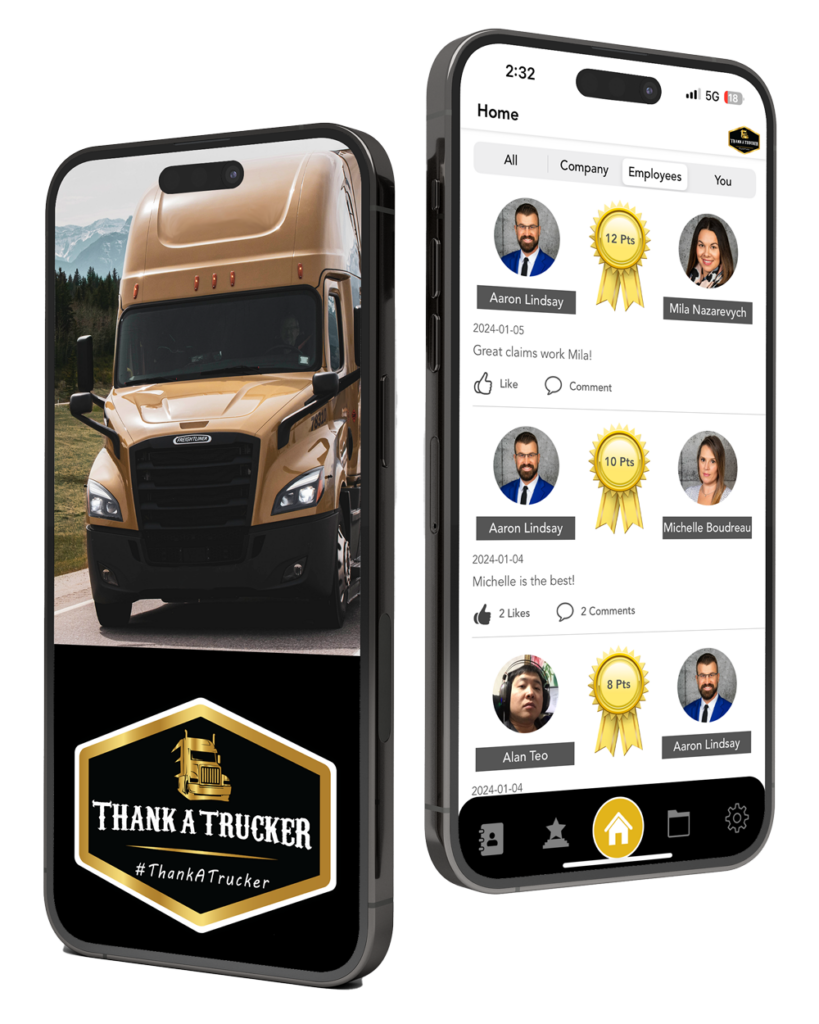 The image is of the Thank A Trucker app prototype
