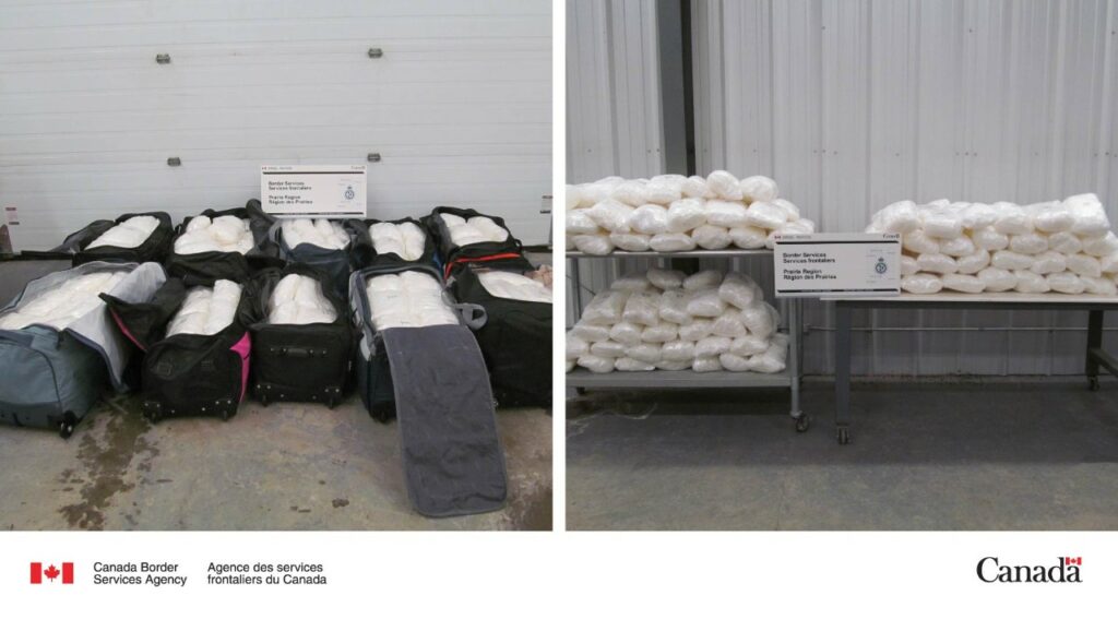 Picture of drugs seized at Manitoba border from a truck