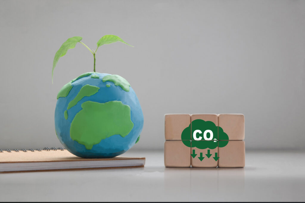 Earth beside CO2 decreasing blocks
