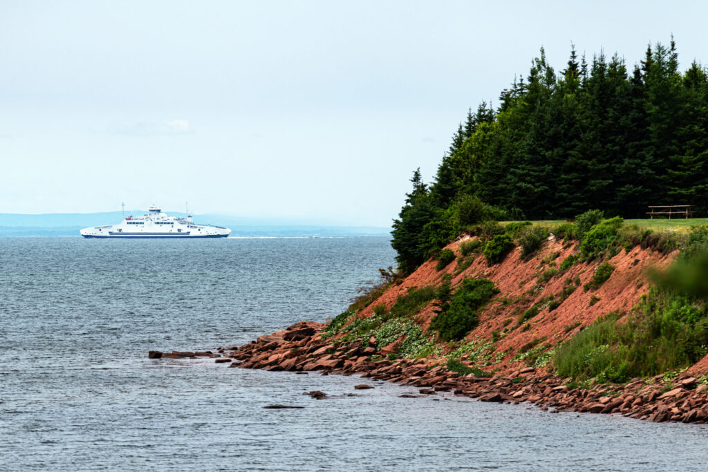 A ferry in the water